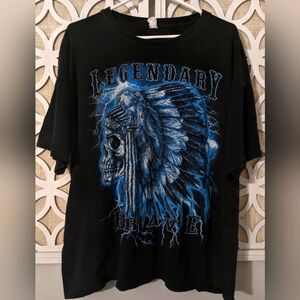 Vtg Native Indian‎ Skull Lightning Tshirt XL